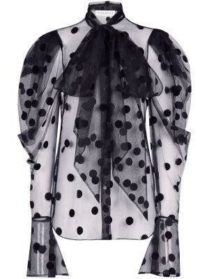 Tylová bodkovaná košeľa Nina Ricci čierna