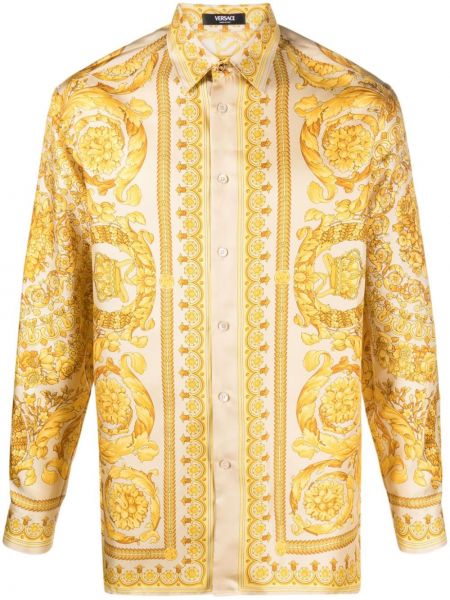 Camicia di seta con stampa Versace oro