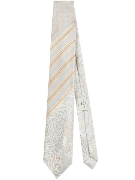 Μεταξωτή γραβάτα ζακάρ Etro μπεζ