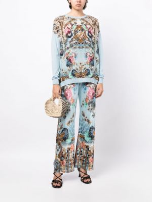 Pullover mit print mit rundem ausschnitt Camilla blau