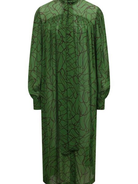 Платье из вискозы Dries Van Noten зеленое
