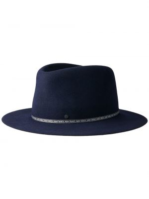 Вълнена шапка с периферия от филц Maison Michel синьо