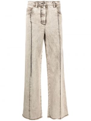 Voľné bavlnené džínsy s vysokým pásom Aviù béžová