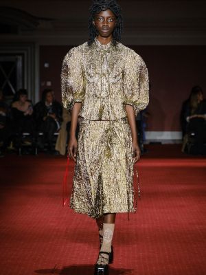 Plisované midi sukně Simone Rocha zlaté