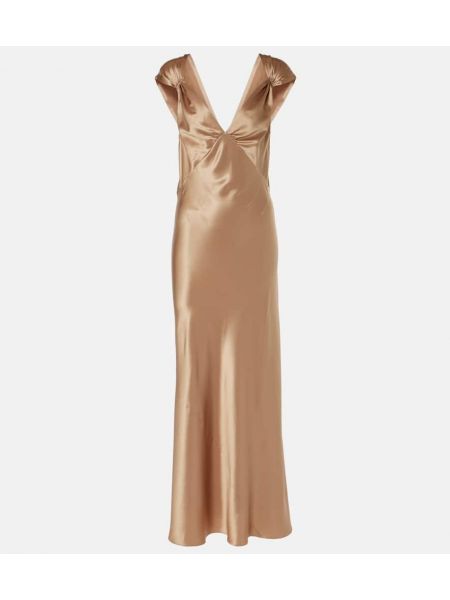 Silke satin maxi kjole Saint Laurent pink