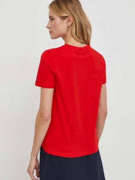 Bavlněné tričko Tommy Hilfiger červené