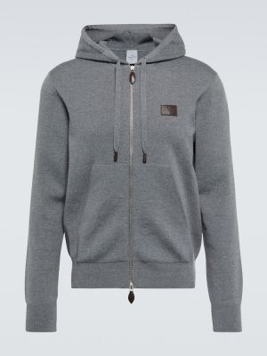 Vunena hoodie s kapuljačom Berluti siva