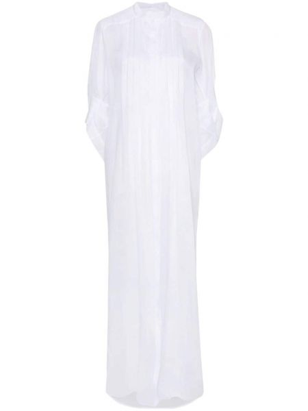 Plisované bavlněné šaty Alberta Ferretti bílé