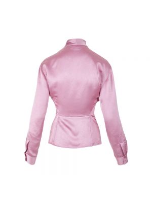 Satynowa bluzka asymetryczna Victoria Beckham różowa