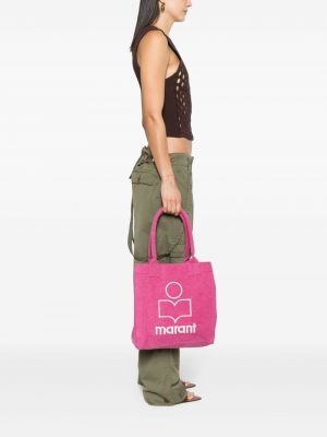 Shopper kabelka s výšivkou Isabel Marant růžová