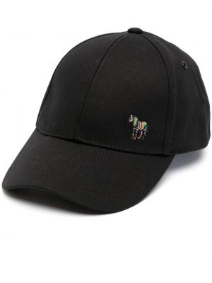 Siuvinėtas kepurė su snapeliu su zebro raštu Ps Paul Smith juoda