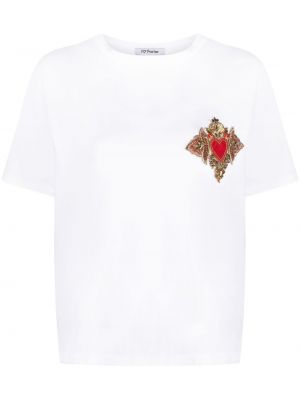 Памучна тениска бродирана Parlor бяло