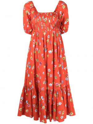 Kvetinové bavlnené šaty s potlačou Kate Spade červená