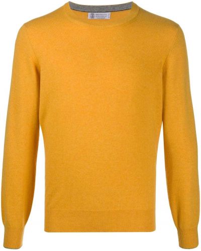 Jersey de cachemir manga larga de tela jersey Brunello Cucinelli amarillo