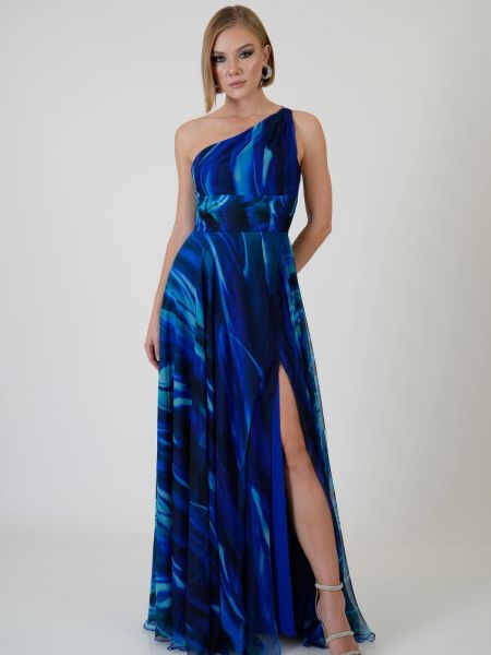 Вечерна рокля с принт Carmen синьо