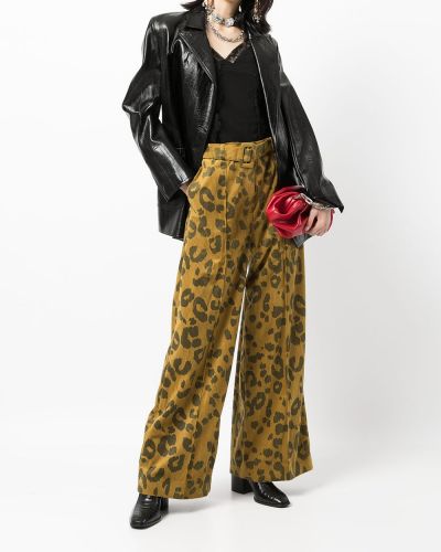 Pantalones con estampado leopardo Rokh marrón