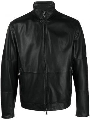 Usnjena jakna s stoječim ovratnikom Armani Exchange črna