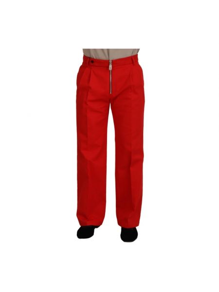 Proste spodnie bawełniane Dolce And Gabbana czerwone