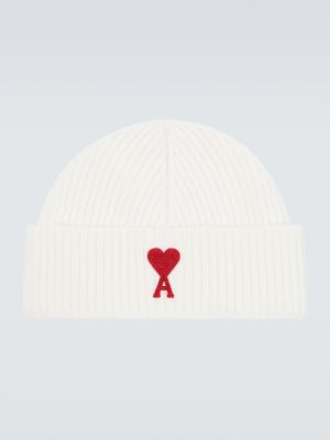 Вълнена шапка Ami Paris бяло