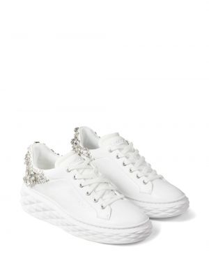 Sneakersy z kryształkami Jimmy Choo białe