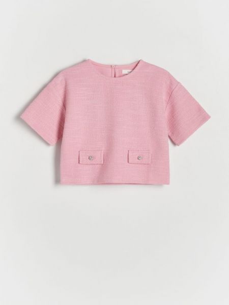 Bluză din tweed Reserved roz