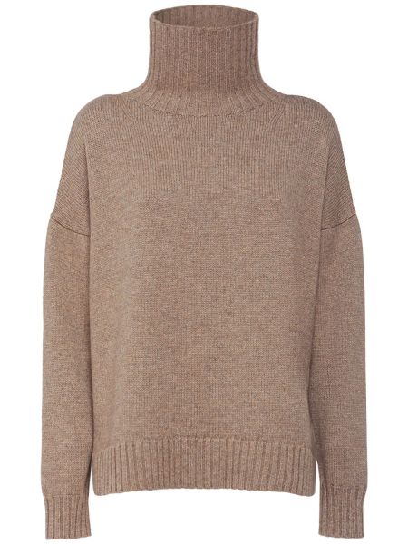 Suéter de lana de punto de cuello vuelto Max Mara beige