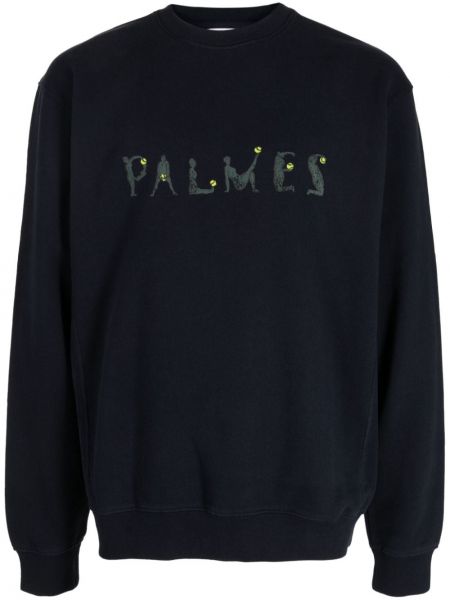 Sweter bawełniany Palmes niebieski