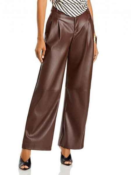 Кожаные брюки в горошек из искусственной кожи Line & Dot коричневые