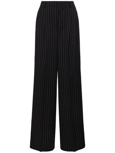 Pantalones de cintura alta de lana Ami Paris negro