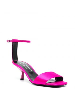 Saténové sandály na podpatku Sergio Rossi růžové