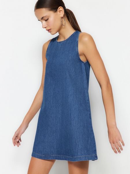 Джинсовое платье без рукавов Trendyol синее