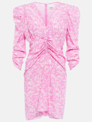 Jedwabna sukienka w kwiatki Isabel Marant różowa