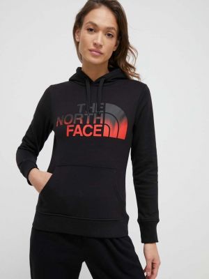 Bluza z kapturem bawełniana z nadrukiem The North Face czarna