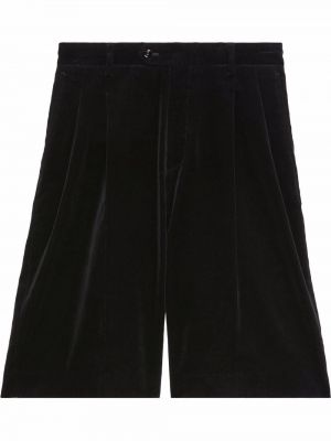Žametne kratke hlače iz rebrastega žameta Gucci črna