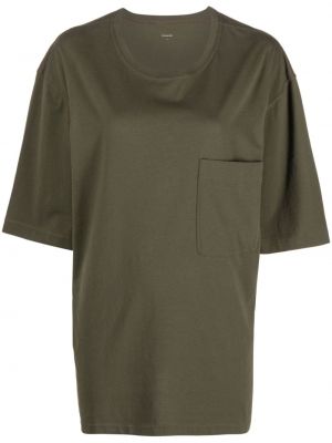 Bavlnené tričko s okrúhlym výstrihom Lemaire zelená