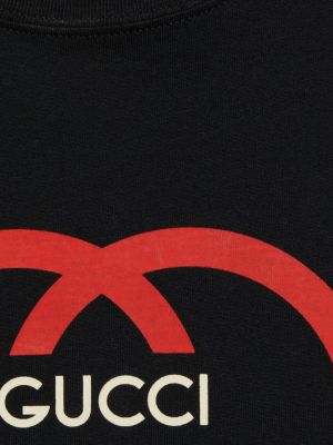 Koszulka bawełniana z nadrukiem Gucci czarna