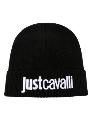 Haftowana czapka Just Cavalli czarna