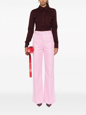 Bavlněné kalhoty relaxed fit Victoria Beckham růžové