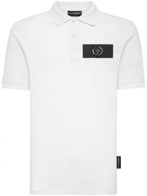 Kokvilnas polo krekls ar apdruku Plein Sport balts