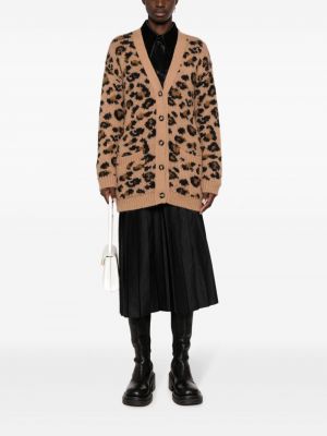 Leopardí kardigan s výstřihem do v Valentino Garavani hnědý