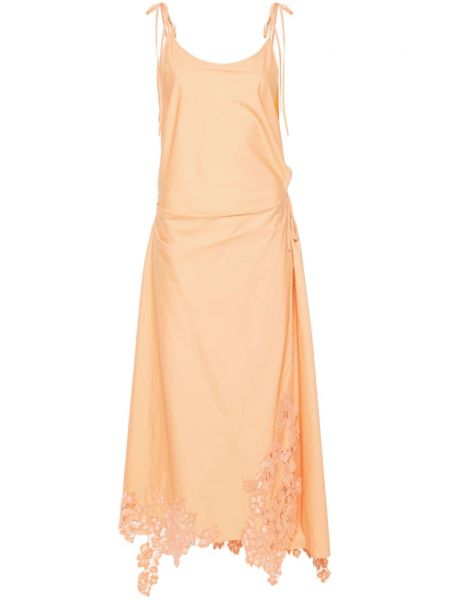 Haljina na naramenice s cvjetnim printom s čipkom Acne Studios narančasta