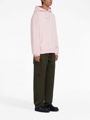 Bluza z kapturem bawełniana z nadrukiem Marni różowa
