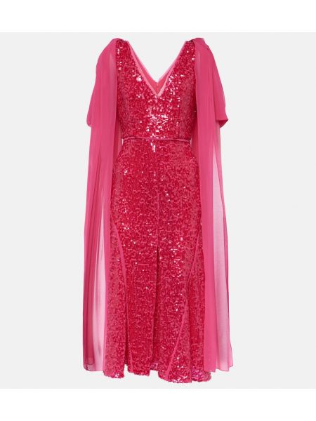 Μίντι φόρεμα Erdem ροζ