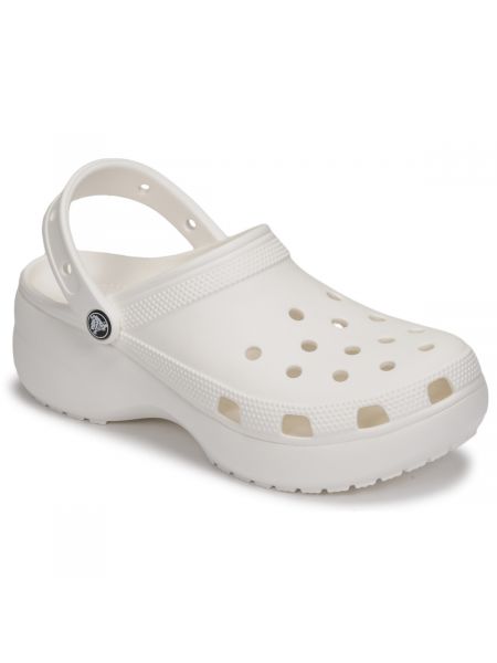 Pantofle na platformě Crocs bílé