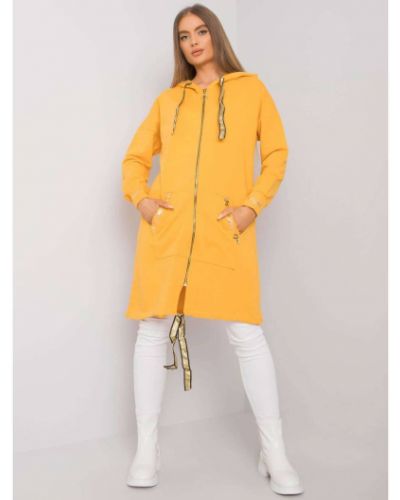 Cipzáras kapucnis melegítő felső Fashionhunters sárga