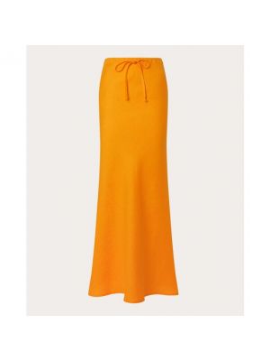 Falda larga de lino Faithfull The Brand naranja