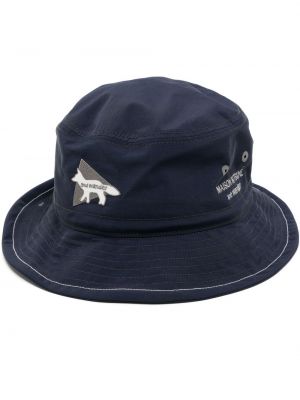 Haftowany kapelusz Maison Kitsune niebieski