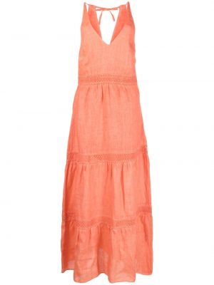 Αμάνικη μάξι φόρεμα με λαιμόκοψη v 120% Lino πορτοκαλί