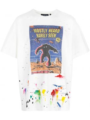 T-shirt con stampa Mostly Heard Rarely Seen bianco