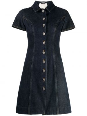 Džínsové šaty na gombíky Chanel Pre-owned modrá